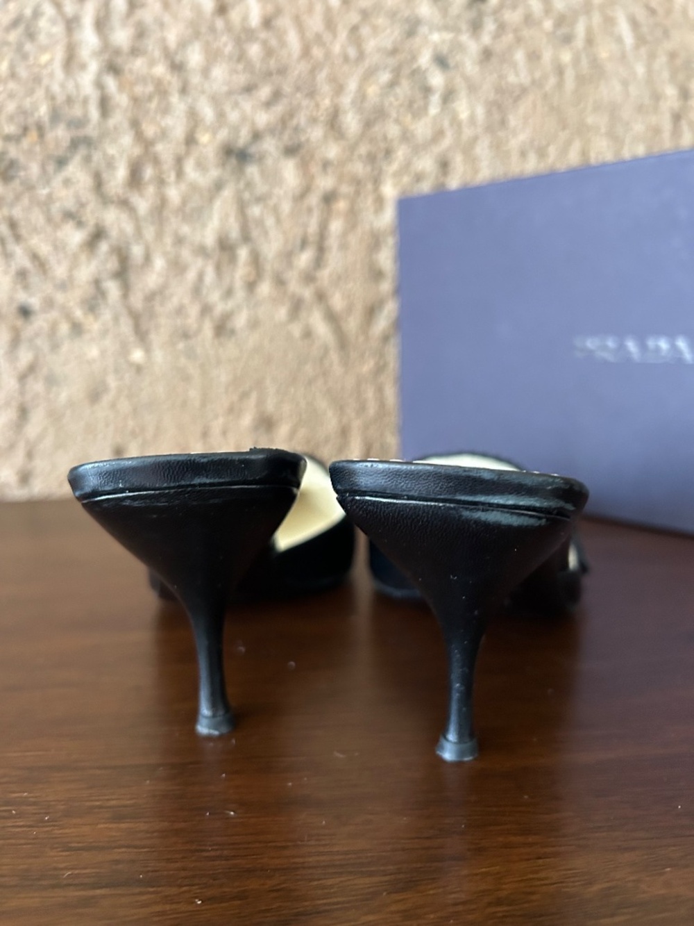 Prada Black Leather Pointed Toe Mules Heels 36.5 / US 6.5 - Picture 12 of 15